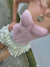 BXOXO Sweet Ruched Elegant 2 Piece Set Women Summer Trend Jacquard Strapless Tops+Tierred Skirts Sweet Girl Fashion Outfits